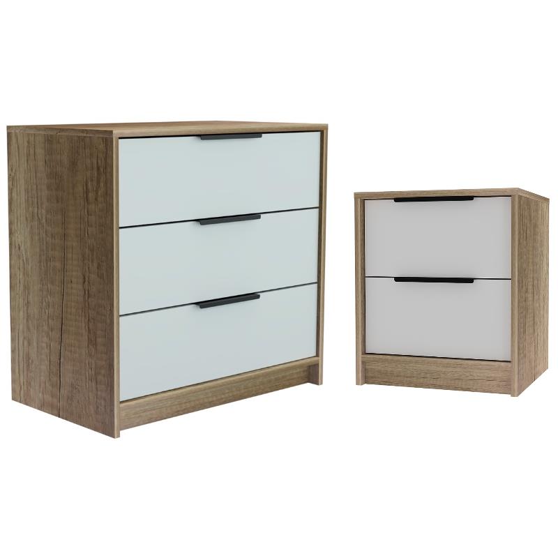 Home Square 2-Piece Set with 3 Drawer Dresser and 2 Drawer Night Stand