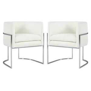 Home Square Giselle 19&quot Transitional Velvet Dining Chair in Cream - Set of 2