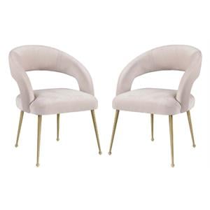 Home Square Rocco 19&quot Modern Velvet Dining Chair in Pink & Gold - Set of 2