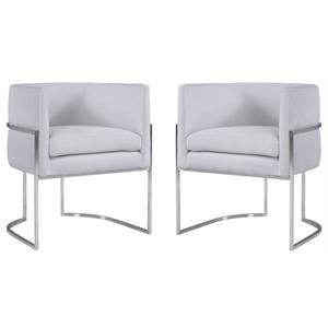 Home Square Giselle 19&quot Velvet Dining Chair in Gray & Silver - Set of 2