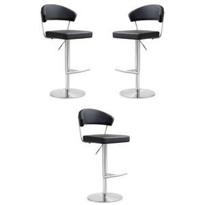 Home Square Cosmo 22&quot Stainless Steel & MDF Barstool in Black - Set of 3