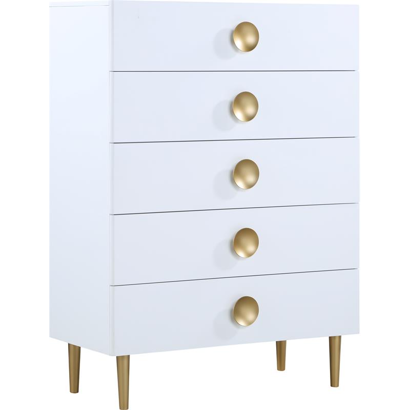 Home Square 3-Piece Set with Metal Nightstands and Chest in Rich White