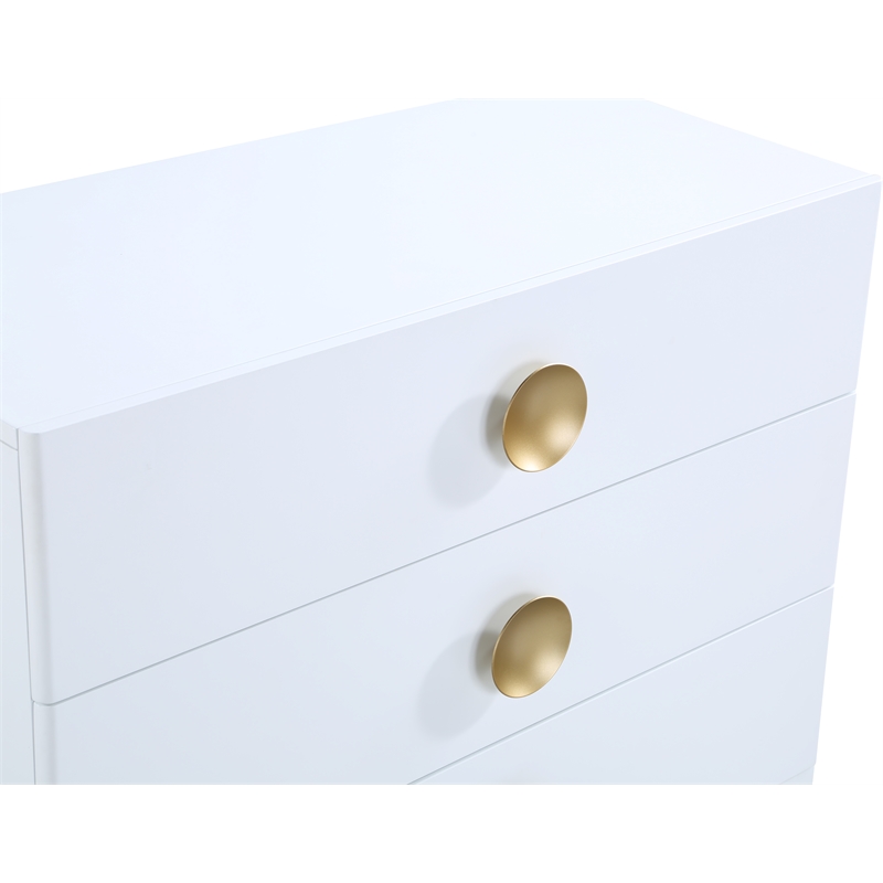 Home Square 3-Piece Set with Metal Nightstands and Chest in Rich White