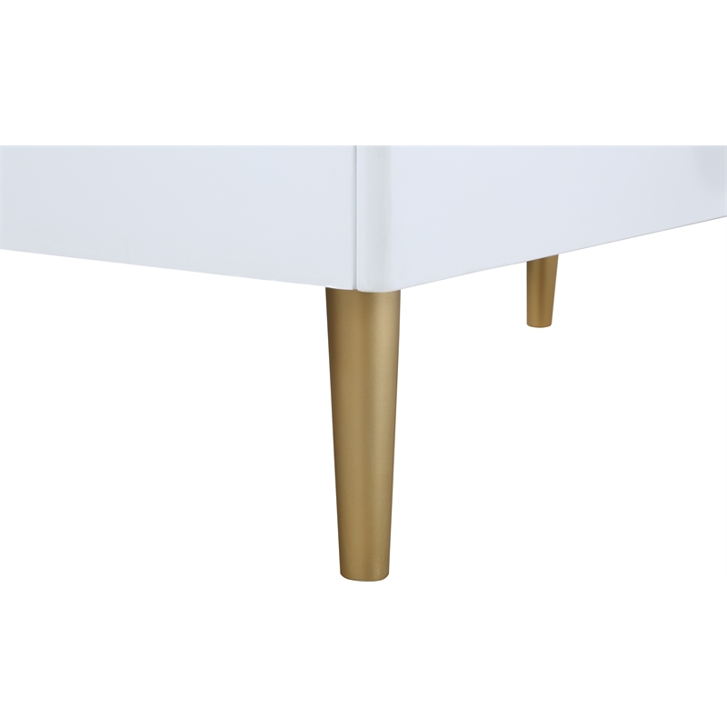 Home Square 3-Piece Set with Metal Nightstands and Chest in Rich White