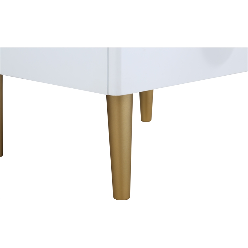 Home Square 3-Piece Set with Metal Nightstands and Chest in Rich White