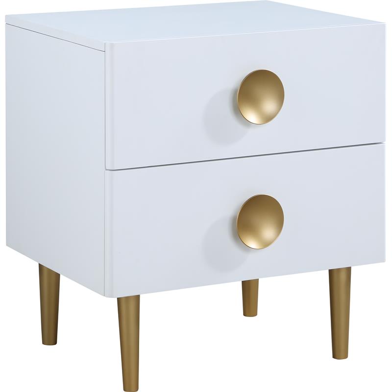 Home Square 3-Piece Set with Metal Nightstands and Chest in Rich White