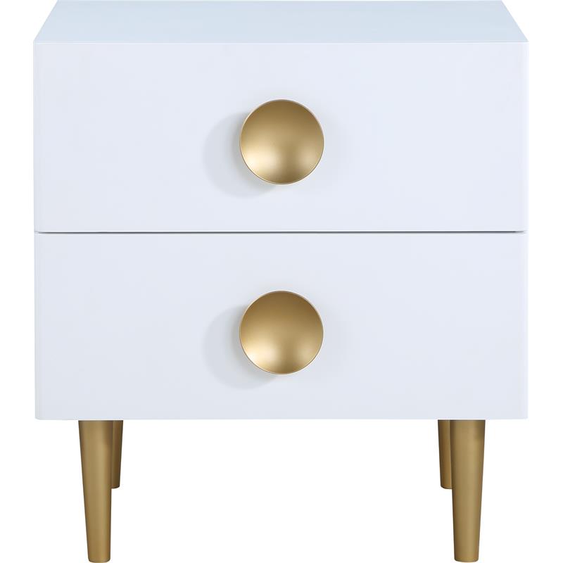 Home Square 3-Piece Set with Metal Nightstands and Chest in Rich White