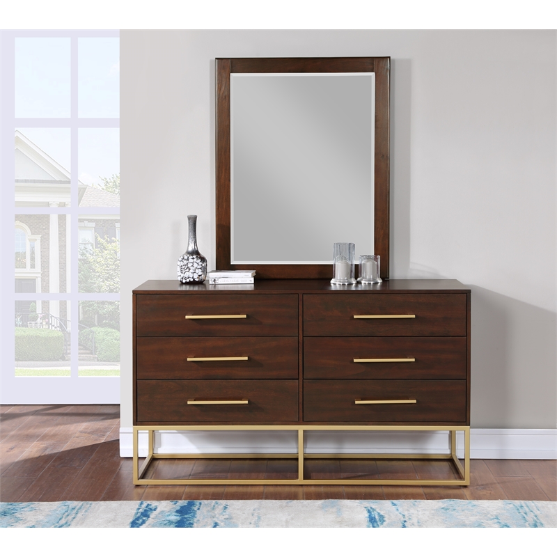 Home Square 2-Piece Set with Maxine Chest and Dresser in Dark Cherry Finish