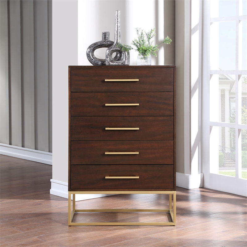 Home Square 2-Piece Set with Maxine Chest and Dresser in Dark Cherry Finish