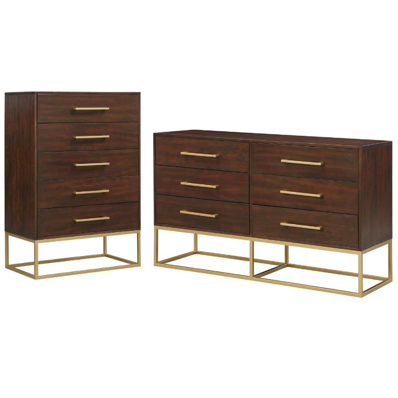 Home Square 2-Piece Set with Maxine Chest and Dresser in Dark Cherry Finish