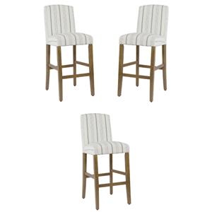 Home Square 29&quot Fabric Barstool with High Back in Blue Calypso - Set of 3