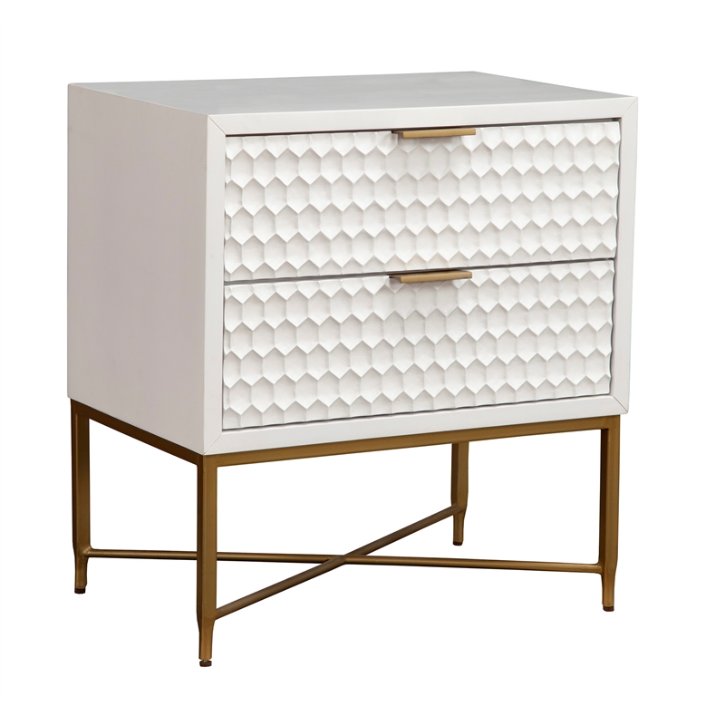 Home Square 2-Piece Set with Full Headboard and 2 Drawer Nightstand in White