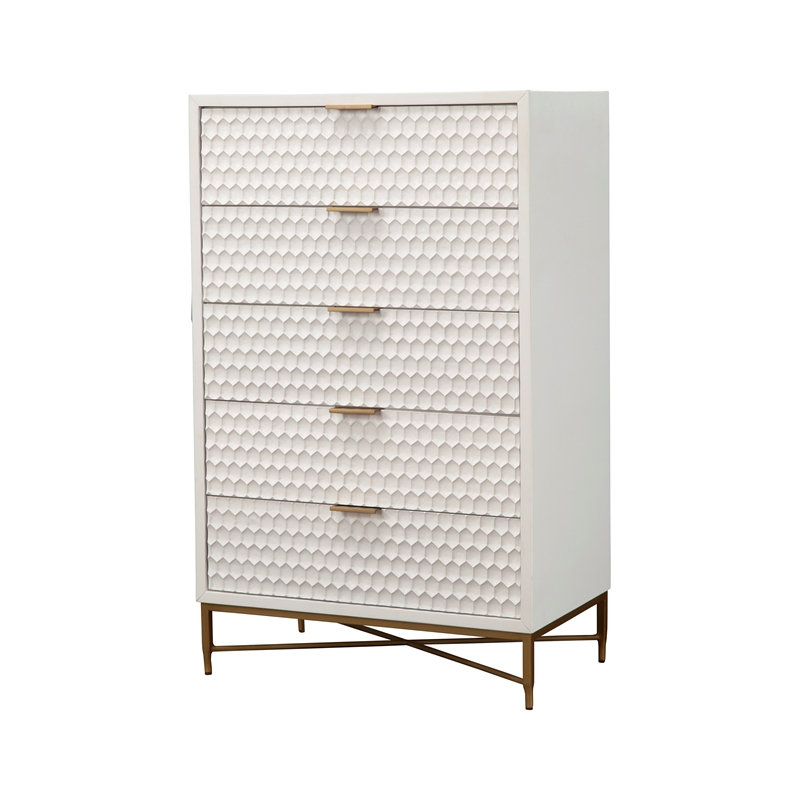 Home Square 2-Piece Set with Full Headboard and 5 Drawer Chest in White