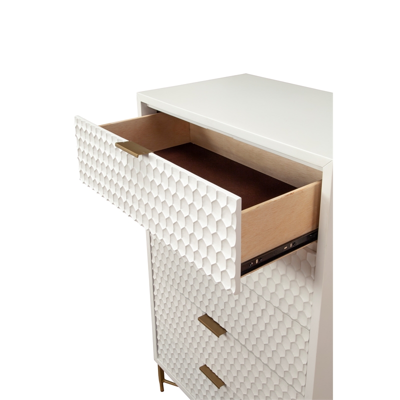 Home Square 2-Piece Set with Full Headboard and 5 Drawer Chest in White