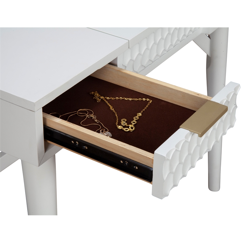 Home Square 2-Piece Set with Full Headboard and Bedroom Vanity in White