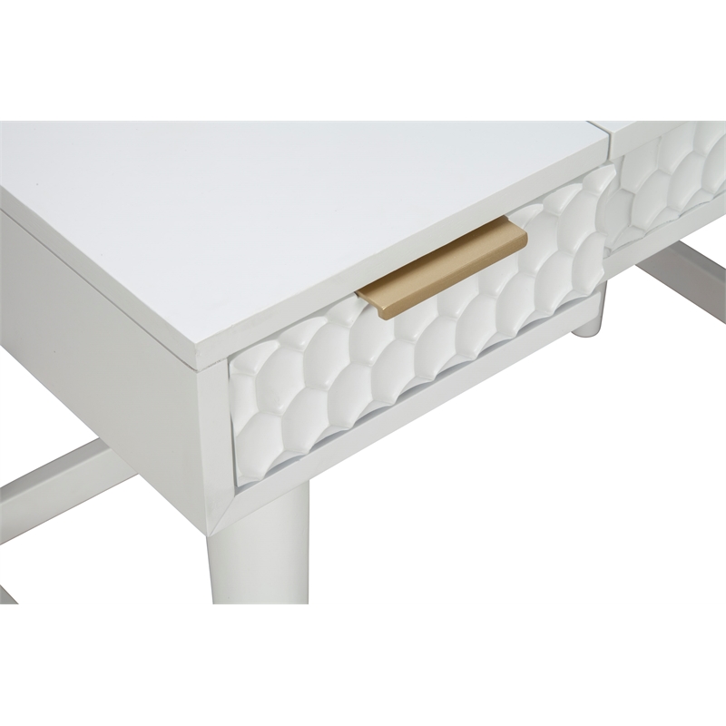 Home Square 2-Piece Set with Full Headboard and Bedroom Vanity in White
