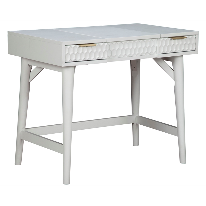 Home Square 2-Piece Set with Full Headboard and Bedroom Vanity in White