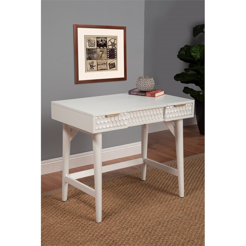 Home Square 2-Piece Set with Full Headboard and Bedroom Vanity in White