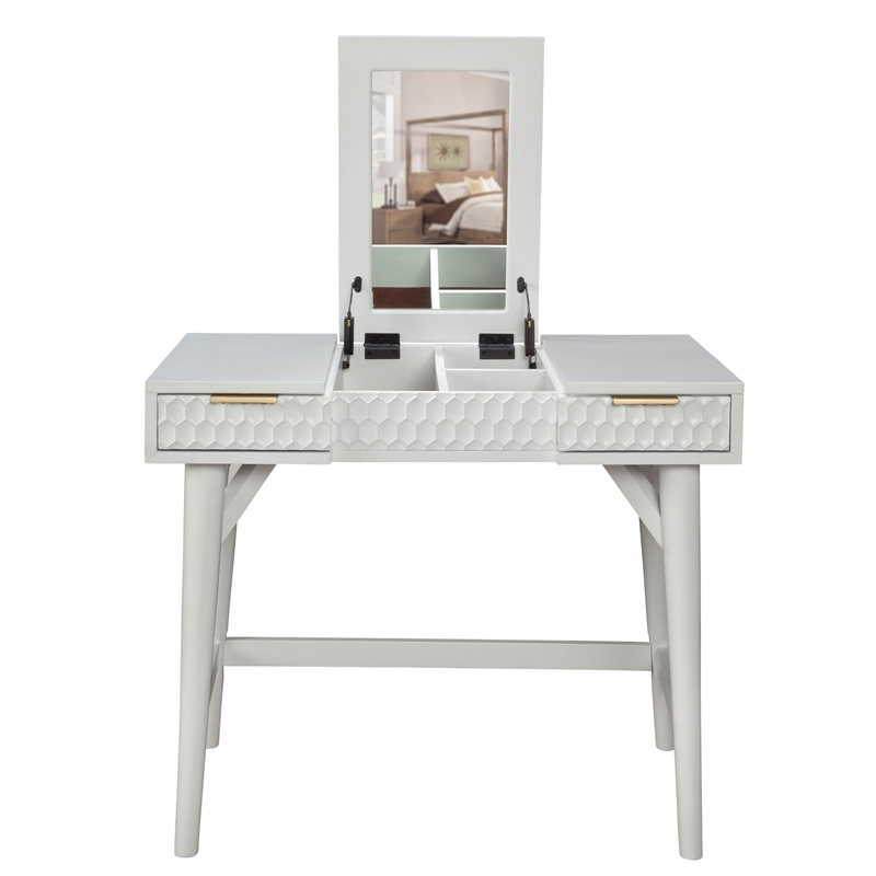 Home Square 2-Piece Set with Full Headboard and Bedroom Vanity in White