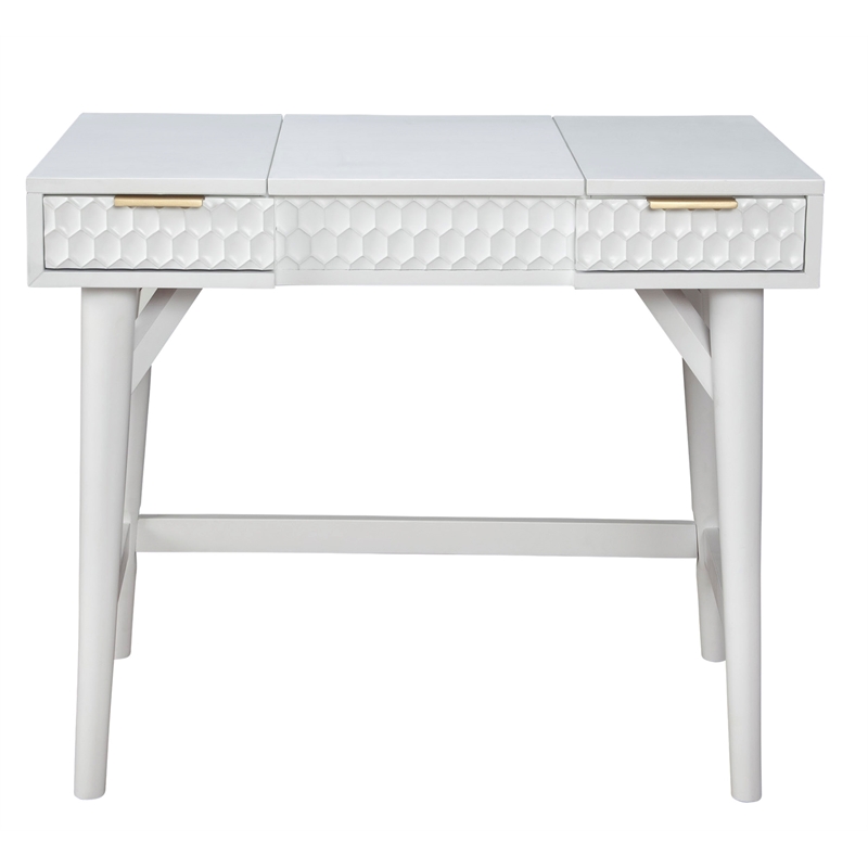 Home Square 2-Piece Set with Full Headboard and Bedroom Vanity in White