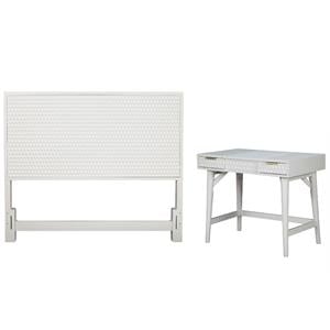 Home Square 2-Piece Set with Full Headboard and Bedroom Vanity in White