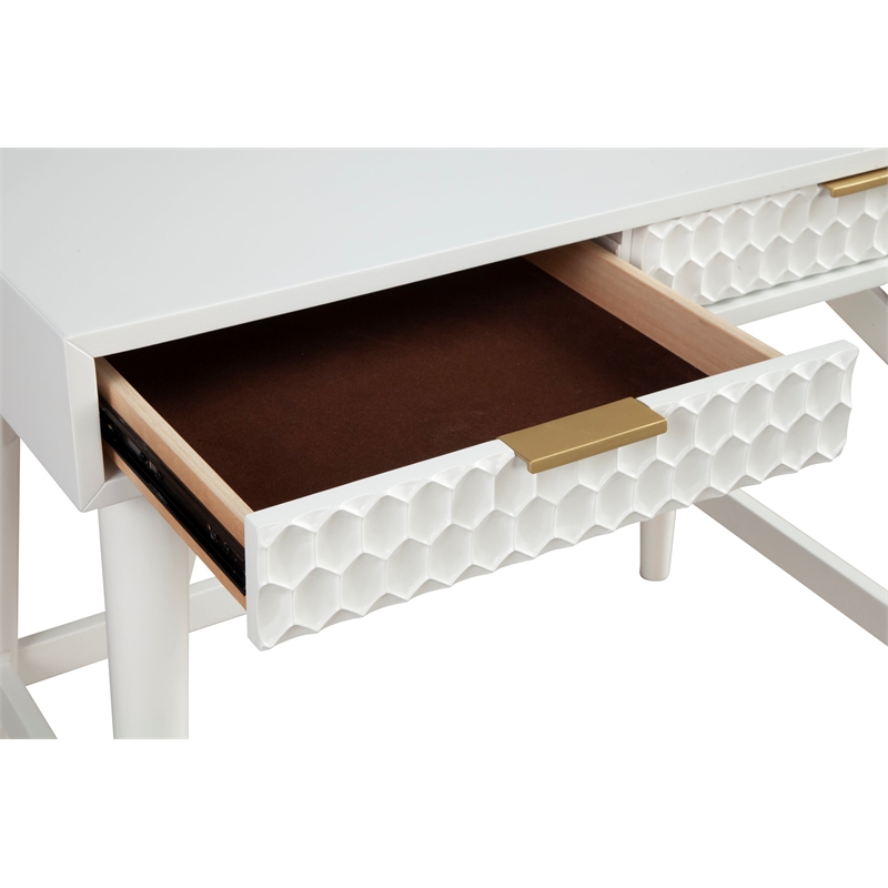 Home Square 2-Piece Set with Full Headboard and Mini Wood Desk in White
