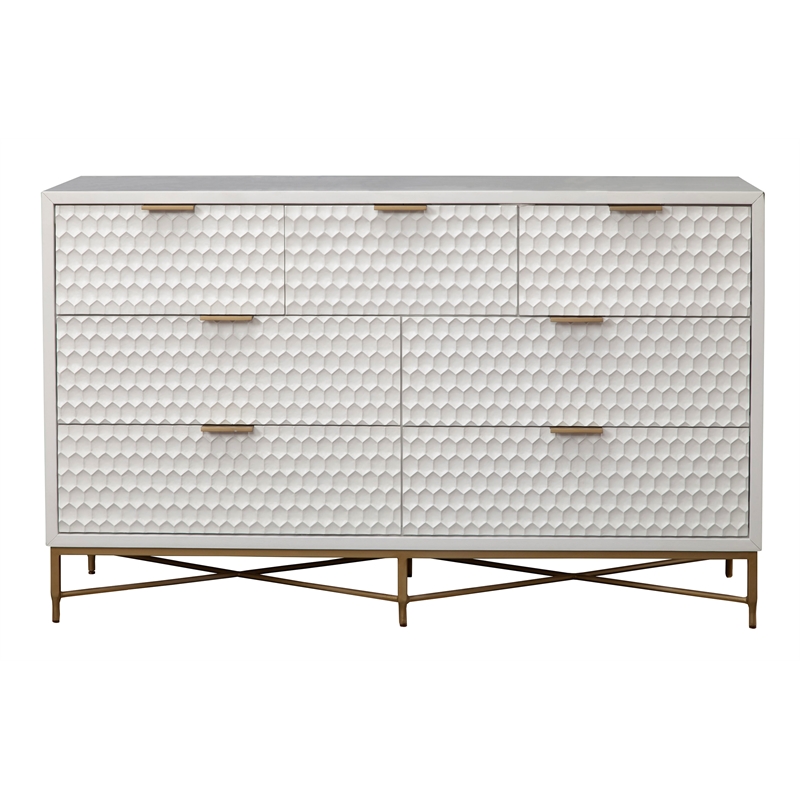 Home Square 2-Piece Set with Full Panel Bed & 7 Drawer Dresser in White