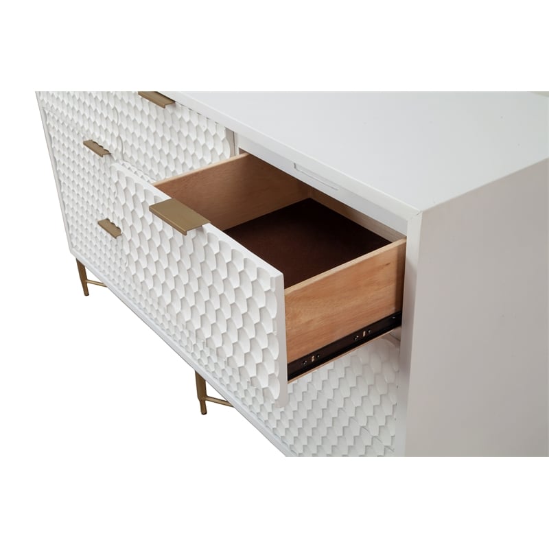 Home Square 2-Piece Set with Full Panel Bed & 7 Drawer Dresser in White