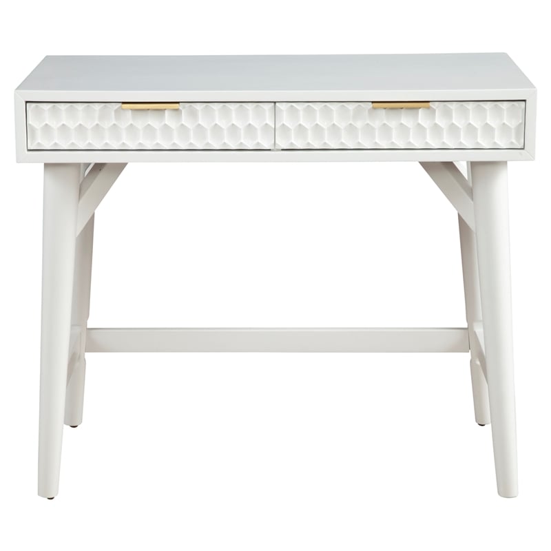 Home Square 2-Piece Set with Full Panel Bed & Mini Wood Desk in White