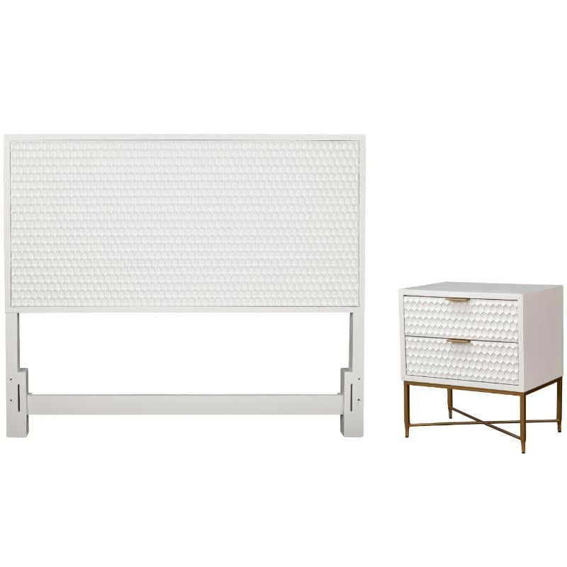 Home Square 2-Piece Set with California King Headboard & Nightstand in White