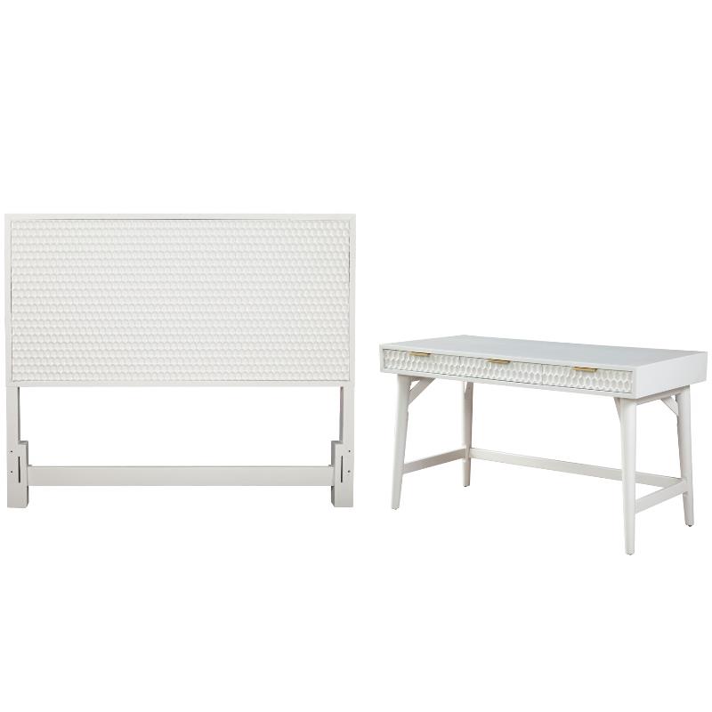 Home Square 2-Piece Set with California King Headboard & Large Wood Desk