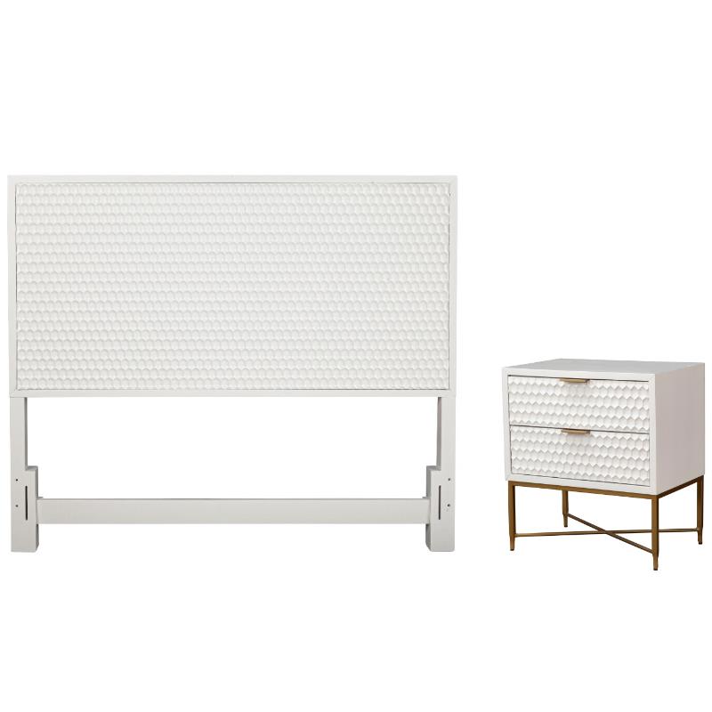 Home Square 2-Piece Set with Queen Headboard & 2 Drawer Nightstand in White