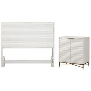 Home Square 2-Piece Set with Queen Headboard & Bar Cabinet in White