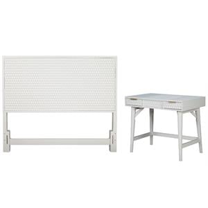 Home Square 2-Piece Set with Queen Headboard & Bedroom Vanity in White