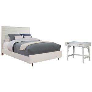 Home Square 2-Piece Set with King Panel Bed & Bedroom Vanity in White
