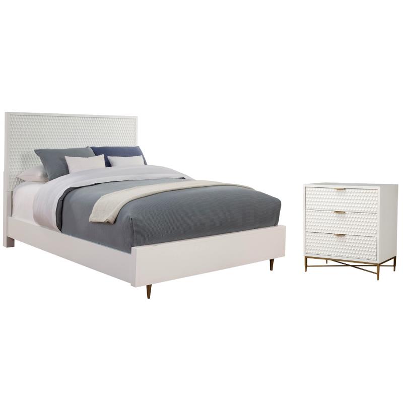 Home Square 2-Piece Set with Queen Panel Bed & 3 Drawer Accent Chest in White