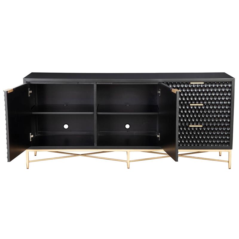 Home Square 2-Piece Set with TV Console and Mini Wood Desk in Black