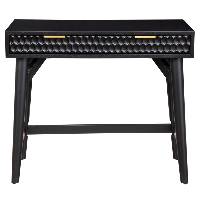 Home Square 2-Piece Set with TV Console and Mini Wood Desk in Black
