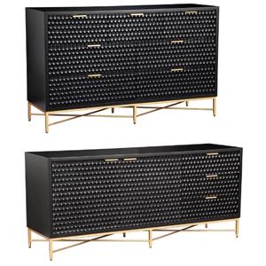 Home Square 2-Piece Set with Seven Drawer Dresser and TV Console in Black