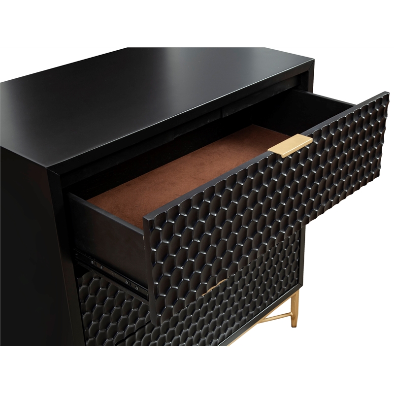 Home Square 2-Piece Set with 3 Drawer Small Chest and TV Console in Black