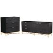 Home Square 2-Piece Set with 3 Drawer Small Chest and TV Console in Black