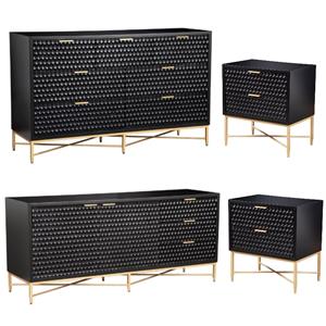 Home Square 4-Piece Set with 7 Drawer Dresser & 2 Nightstands & TV Console
