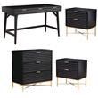 Home Square 4-Piece Set with 3 Drawer Chest & 2 Nightstands & Large Wood Desk