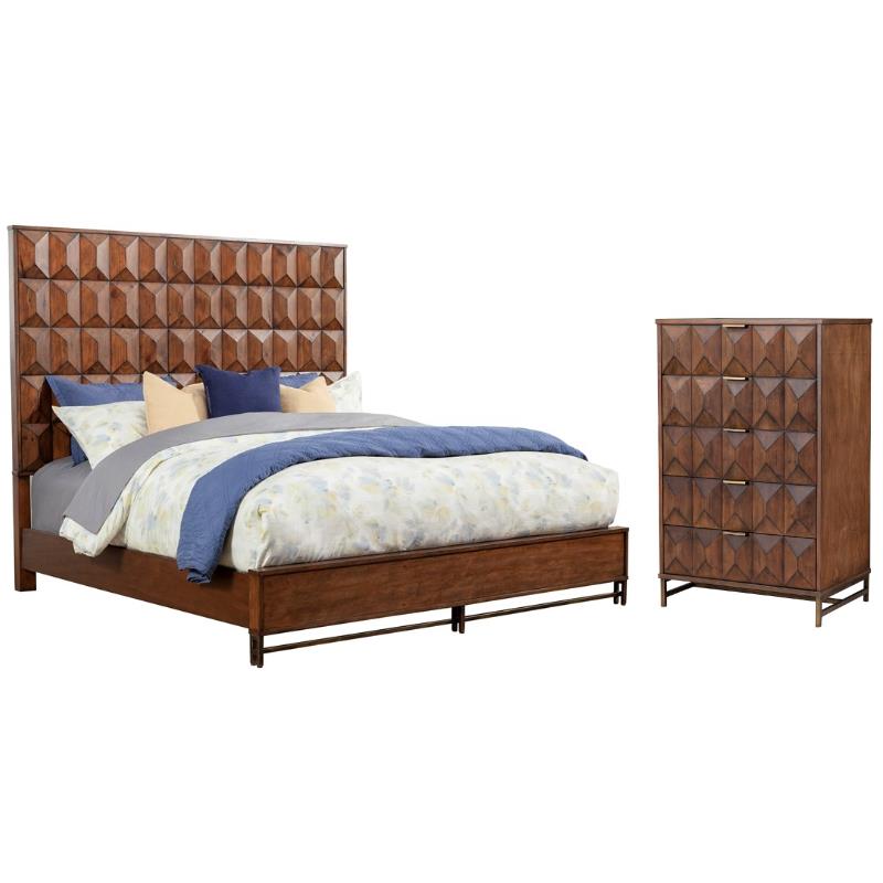 Home Square 2-Piece Set with Trig Standard King Panel Bed and 5 Drawer Chest