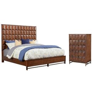 Home Square 2-Piece Set with Trig California King Panel Bed and 5 Drawer Chest