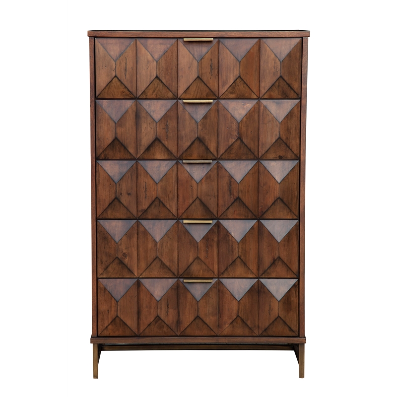Home Square 2-Piece Set with Trig Queen Panel Bed & 5 Drawer Chest