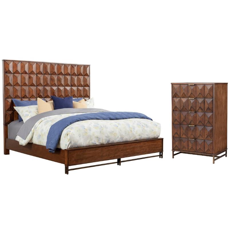Home Square 2-Piece Set with Trig Queen Panel Bed & 5 Drawer Chest