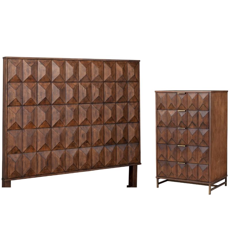 Home Square 2-Piece Set with Trig Standard King Headboard & 5 Drawer Chest