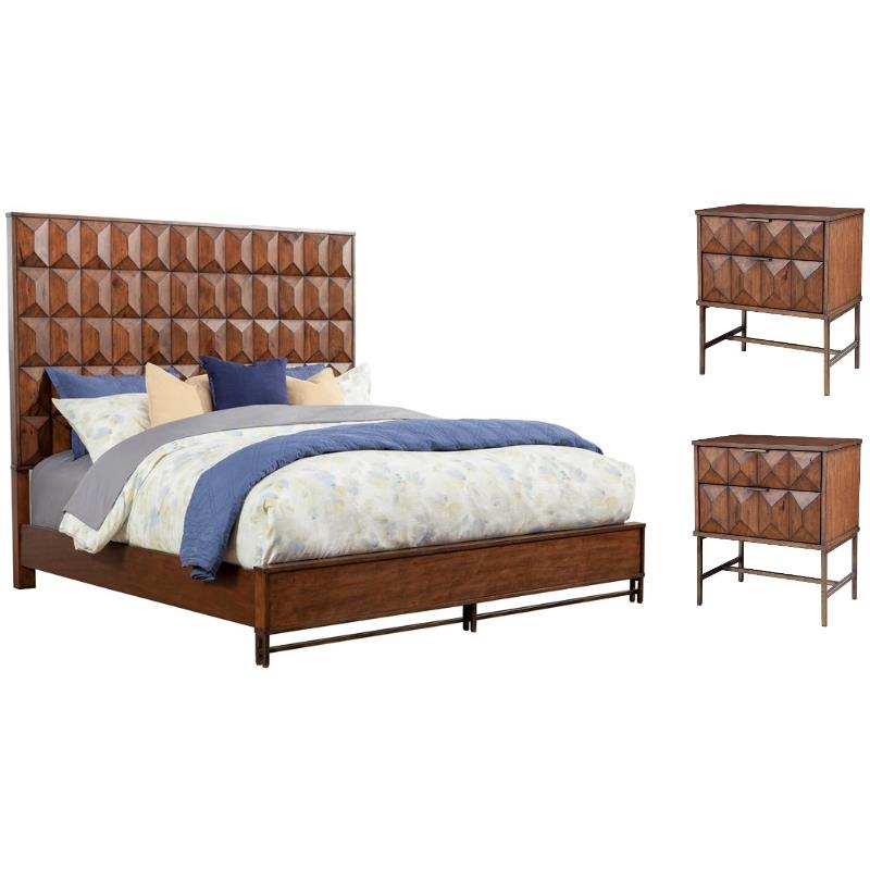 Home Square 3-Piece Set with Trig Queen Panel Bed & 2 Nightstands