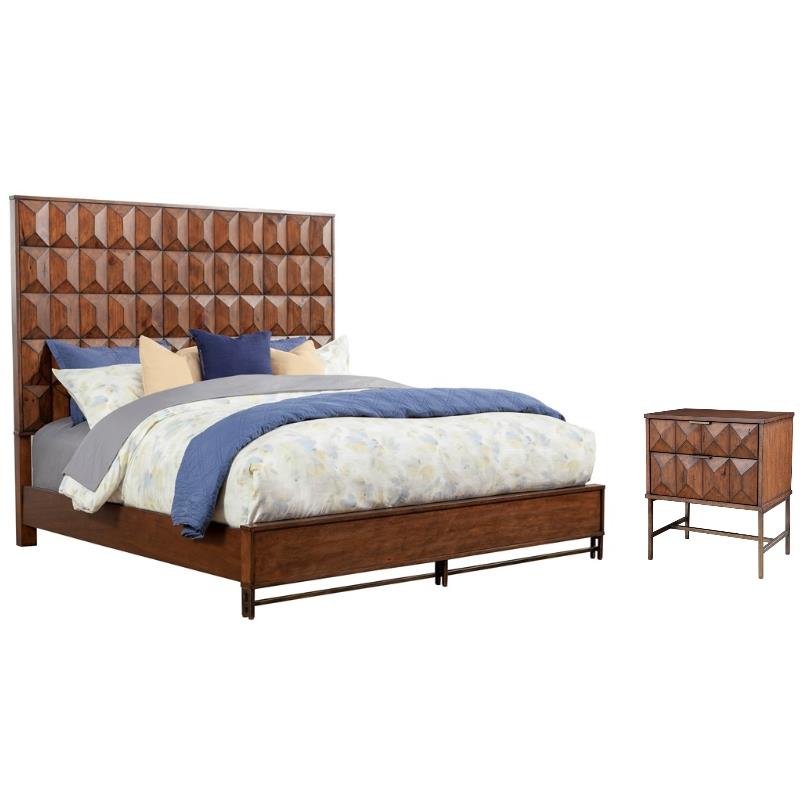 Home Square 2-Piece Set with Trig Standard King Panel Bed & 2 Drawer Nightstand